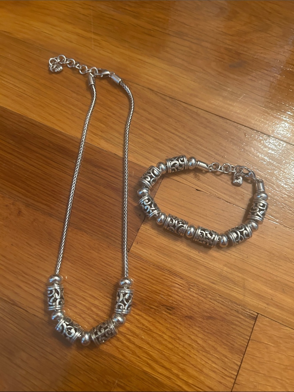 Brighton Silver-Tone Filigree Bead Necklace (with Bracelet)
